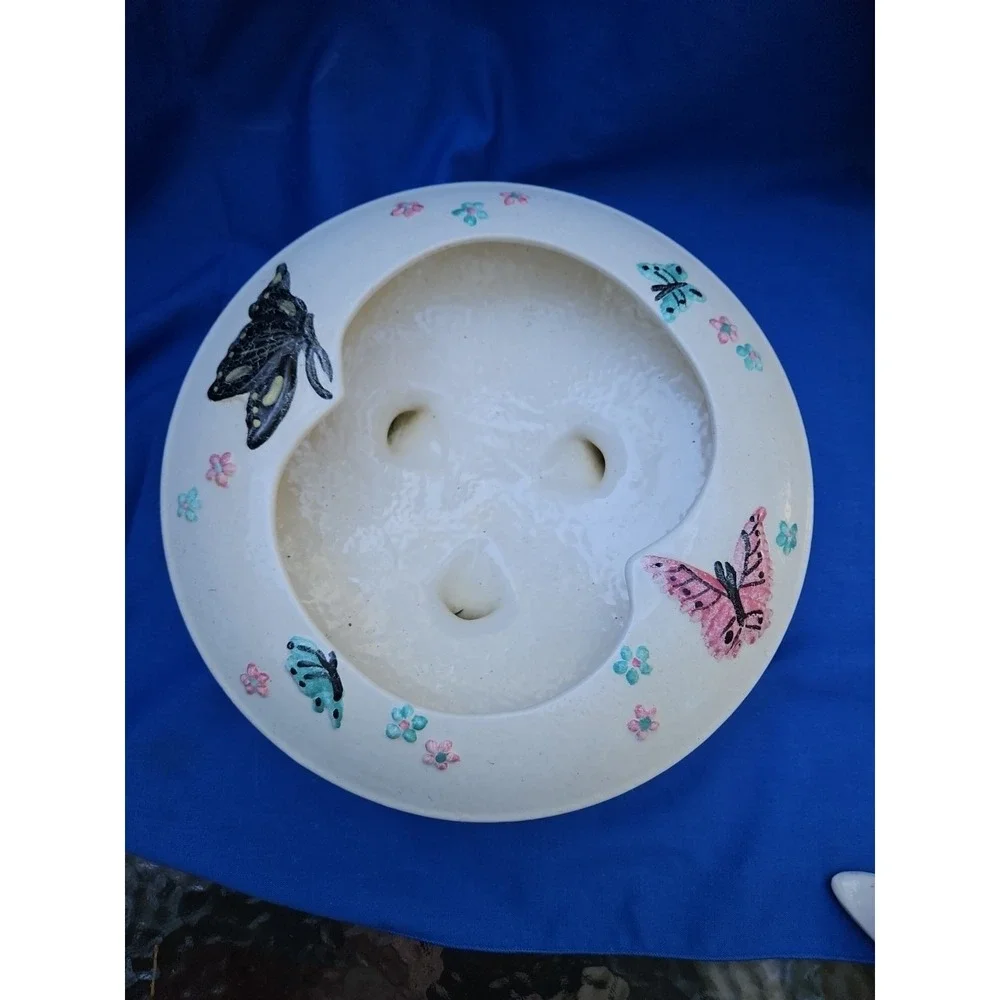 VTG Hull Pottery BUTTERFLY Console Bowl Candle Holder Set MCM Atomic Centerpiece